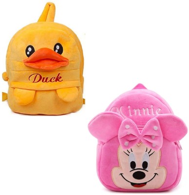 IUGA kids Bag Duck & Minnie Plush Bag For Cute Kids 2-6 Years Plush Bag School Bag(Multicolor, 11 L)