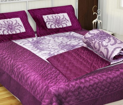 SOLAXO Satin King Sized Bedding Set(Purple_3Pcs_VIP_Bedsheet-Set)