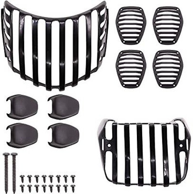 autoformonix Indicator Grill Cover Set Compatible with Hero HF-Deluxe Bike Headlight Grill(Black)
