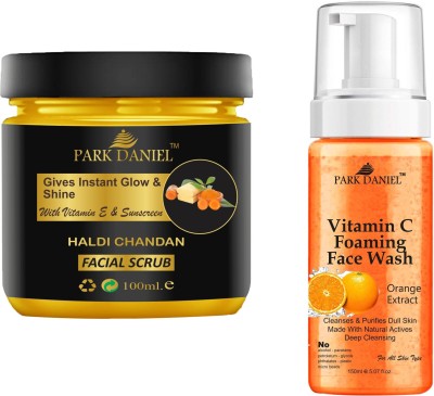 PARK DANIEL Haldi Chandan Scrub & Vitamin C Face Wash For Blackheads Removal Combo Pack of 2 (250 ML)(2 Items in the set)