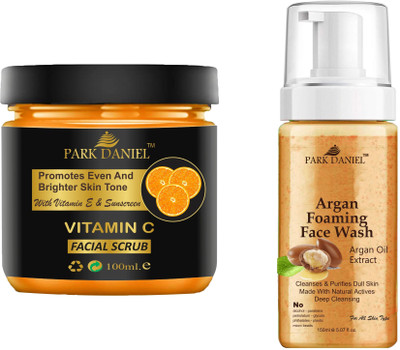 PARK DANIEL Vitamin C Scrub & Argan Face Wash For Blackheads Removal Combo Pack of 2 (250 ML)(2 Items in the set)