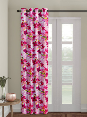 Flipkart SmartBuy 270 cm (9 ft) Long Door Polyester Room Darkening Curtain Single Curtain(Pink, Floral)