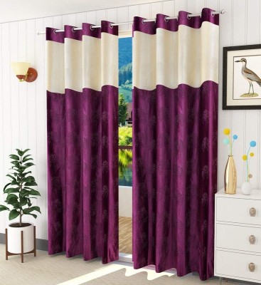 fiona creations 273 cm (9 ft) Polyester Room Darkening Long Door Curtain (Pack Of 2)(Self Design, WINE)