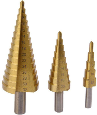 Rangwell HSS High Speed Steel Drill dit Set Titanium Step Metal Sheet, 3-12m4-12m/4-20m 3pcs set