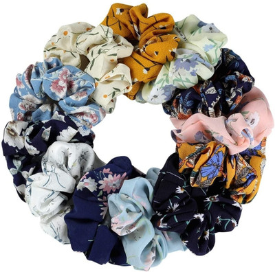 Shivoo Printed scrunchies Rubber Band(Multicolor)