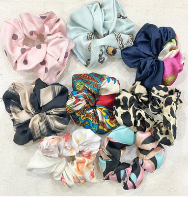 Shivoo Printed scrunchies Rubber Band(Multicolor)