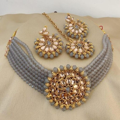 shivay Alloy Gold-plated Grey Jewellery Set(Pack of 1)