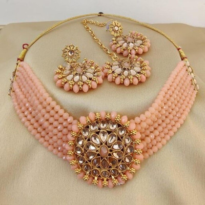 shivay Alloy Gold-plated Pink, Orange Jewellery Set(Pack of 1)