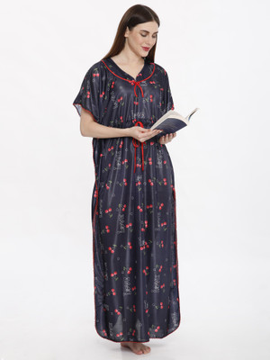 Glossia Floral Print Pure Satin Women Kaftan