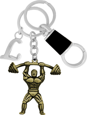 KYP Fashion Alphabet L Dumbbell Barbell Workout Gift for BodyBuilder Pendant Keyring Key Chain