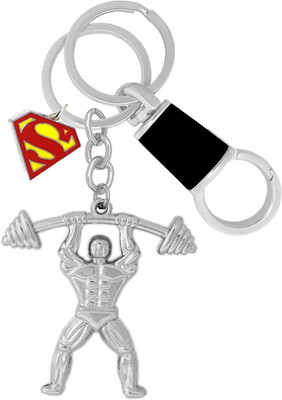 KYP Fashion Superman Pendant Barbell Shape Workout Gift for BodyBuilder Keyring Key Chain