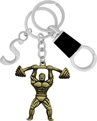 KYP Fashion Alphabet S Dumbbell Barbell Workout Gift for BodyBuilder Pendant Keyring Key Chain