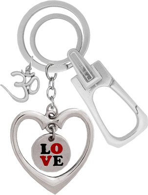 KYP Fashion Love Heart Couple Charm Om Pendant Locking Hook Key Holder Valentine Day Gifts Key Chain