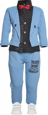 Bluestar Enterprise Baby Boys & Baby Girls Party(Festive) Shirt Bow Tie, Jacket, Trouser(skay blue)