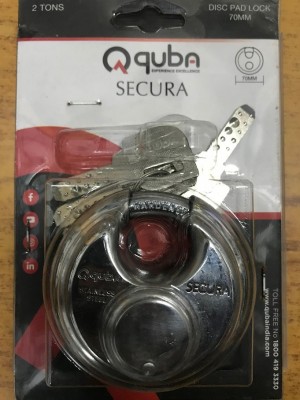 Quba 70mm (small size) disc Secura with 4 computer keys (dimple) steel Padlock(Silver)