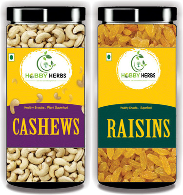 Hobby Herbs Cashew and Raisin Combo 400gm | Dry Fruit Combo ( Kaju & Kishmish ) | Cashews, Raisins(2 x 200 g)