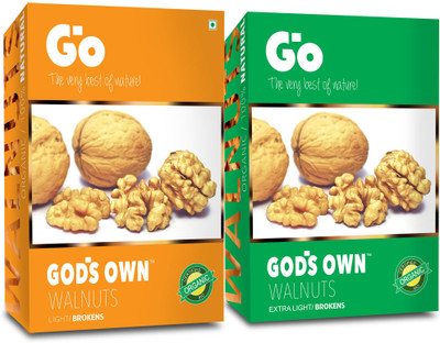 Go Organic Light Broken and Extra Light Broken Walnuts Kernels Walnuts(2 x 250 g)