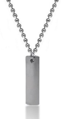 Uniqon Ractangle Flat Bar Cuboid Stick Silver 3D Vertical Custom Name Locket Pendant Stainless Steel