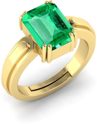 TODANI JEMS 9.25 Ratti 8.60 Carat Natural Panna Emerald Adjustable Ring With Lab Certificate Brass Emerald Ring