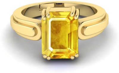 RSPR 11.25 Ratti 10.60 Carat Quality Natural Yellow Sapphire Pukhraj Gemstone Brass Sapphire Gold Plated Ring