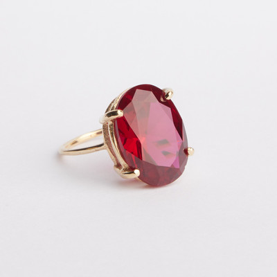 RATAN BAZAAR Copper Ruby Gold Plated Ring