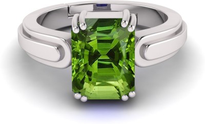 RSPR 11.25 Ratti 10.60 Carat Certified Natural Green Peridot Gemstone Adjustable Metal Peridot Silver Plated Ring