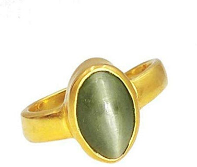 RATAN BAZAAR Ratan Bazaar Natural Cat's Eye Stone Green Stone Ring Copper Cat's Eye Gold Plated Ring
