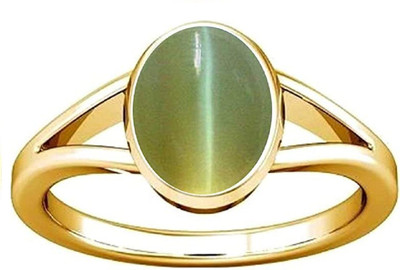 RATAN BAZAAR Ratan Bazaar Certified Beautiful Cat's Eye Gemstone For unisex Copper Cat's Eye Gold Plated Ring