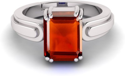 RSPR 11.25 Ratti Untreatet A+ Quality Natural Gomed Hessonite Gemstone Metal Garnet Silver Plated Ring