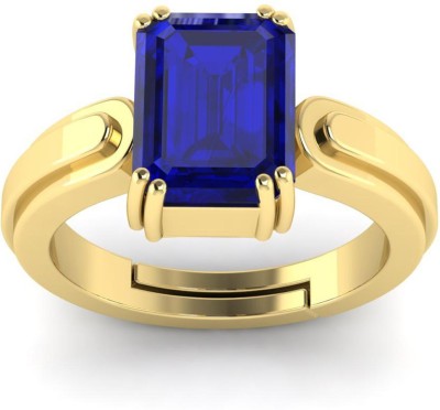 TODANI JEMS 7.25 Ratti 6.72 Carat Neelam Ring Blue Sapphire Adjustable Ring for Men & Women Brass Sapphire Ring