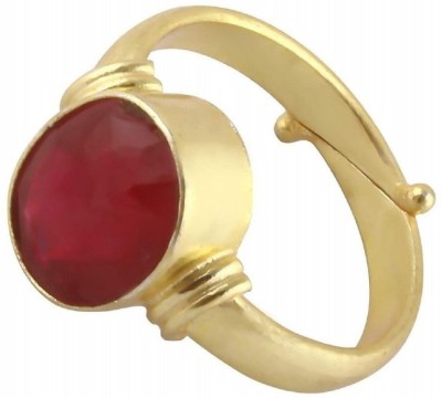 Jaipur Gemstone Jaipur Gemstone Beautiful and Pure Silver Ruby Ring For unisex Copper Ruby Gold Plated Ring