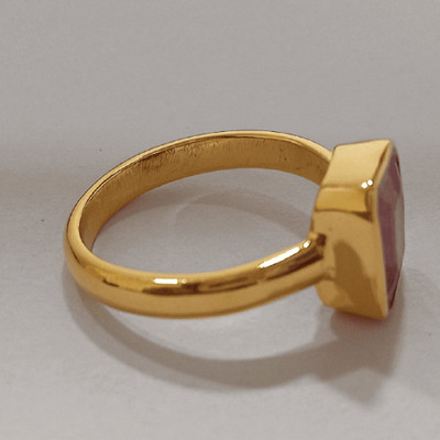 RATAN BAZAAR Copper Ruby Gold Plated Ring