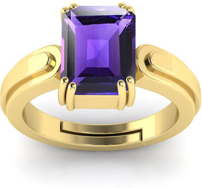Pranjal Gems Natural 14.25 Ratti 13.60 Ct Amethsyt Gem Stone Ring With Leb Certificate Brass Amethyst Ring