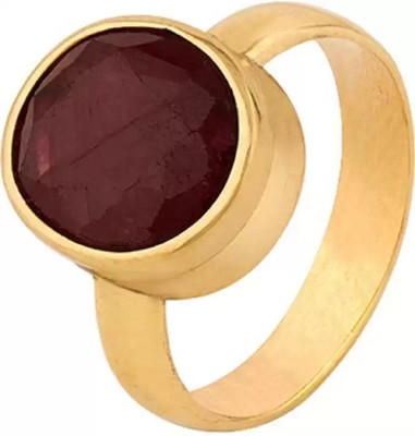 RATAN BAZAAR Ratan Bazaar Certified Ruby Natural Gemstone Ring for Women Copper Ruby Gold Plated Ring