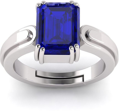 Pranjal Gems Original 14.25 Ratti Blue Sapphire Neelam Gem Stone Ring With Leb certificate Brass Sapphire Ring
