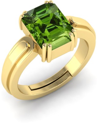 TODANI JEMS 9.25 Ratti 8.60 Carat Certified Natural Green Gemstone Adjustable Anguthi Brass Peridot Ring