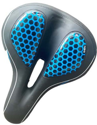 AlexVyan Blue Widen Soft Bicycle Saddle Seat Cushion Comfortable Extra Long Seat Saddle(Black, Blue)