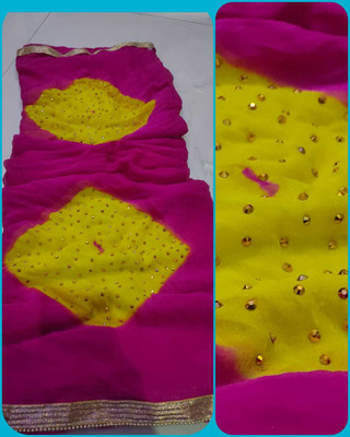 NeeLKANTH ENTERPRISE Color Block Bandhani Chiffon Saree(Pink)
