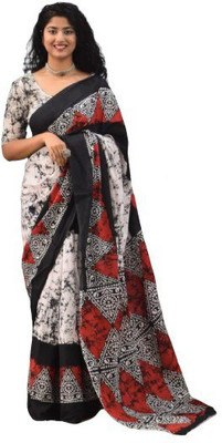 Jashvita Printed Handloom Pure Cotton Saree(Red)