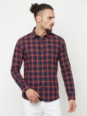 CRIMSOUNE CLUB Men Checkered Casual Orange Shirt