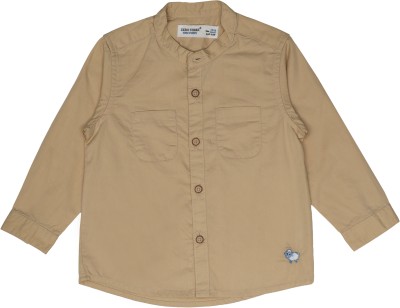 ZERO THREE Boys Solid Casual Brown Shirt