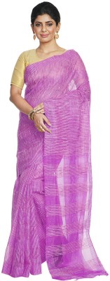 govind handloom Striped Bhagalpuri Cotton Blend, Art Silk Saree(Pink)