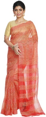 govind handloom Striped Bhagalpuri Cotton Blend, Art Silk Saree(Red)