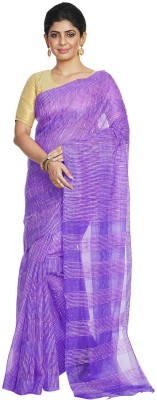 govind handloom Striped Bhagalpuri Cotton Blend, Art Silk Saree(Purple)
