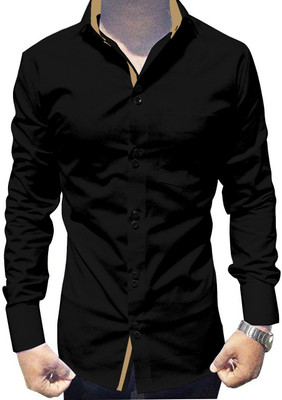SUR-T Men Solid Casual Black Shirt