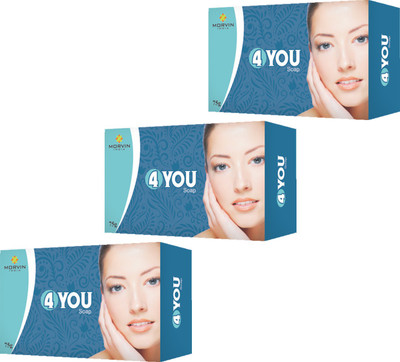 MORVIN INDIA 4 YOU SKIN WHITENING & PIMPLE CARE SOAP ( Pack of 3 )(3 x 75 g)