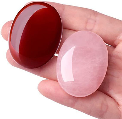 Multiagate Quartz Carnelian Healing Crystal Palm Stone Crystal Natural Reiki Polished Asymmetrical Crystal Pebbles(Red, Pink 40 g)