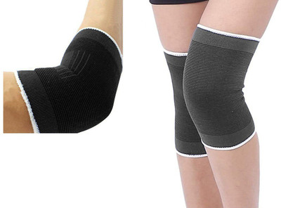 Uniqon Combo Of Unisex Elastic Protector Knee Support Sleeves for Pain Relief With Arm Support