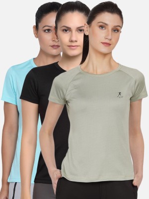 ARMISTO Sporty Women Round Neck Light Blue, Black, Light Green T-Shirt