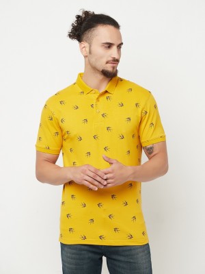 CRIMSOUNE CLUB Printed Men Polo Neck Yellow T-Shirt